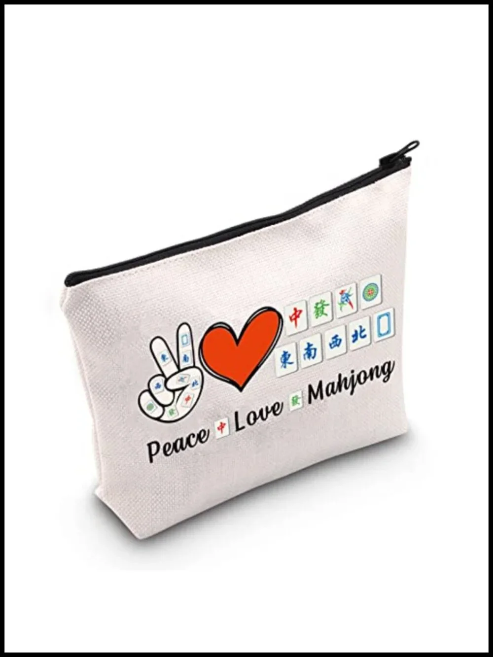 Funny Mahjong Waterproof Toiletry Cosmetic Bag Polyester Zip Pouch